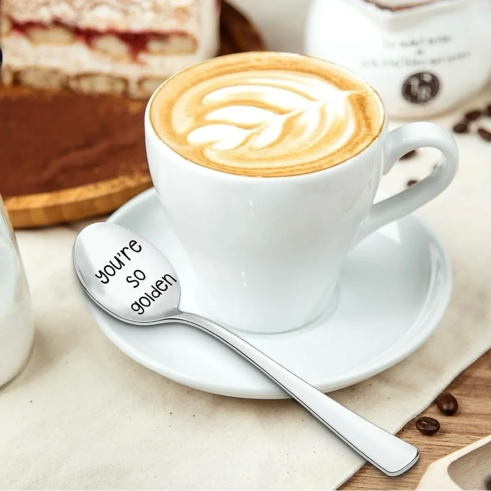 Elegant Silver Party Spoon Engraved with You’re so Golden